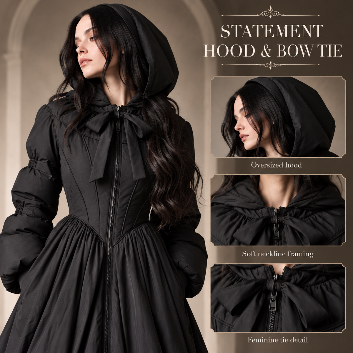 NoirBelle™ Gothic Romantic Hooded Maxi Coat