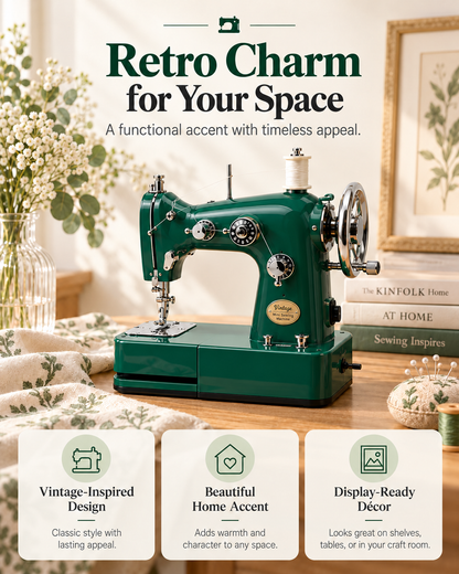 Vintage Mini Sewing Machine, Portable Retro Desktop Sewing Machine, Dual Power Handheld Sewing Kit