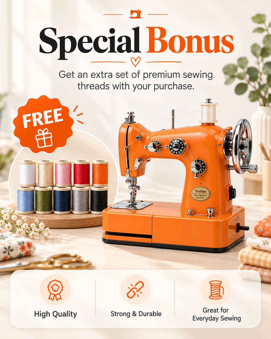 Vintage Mini Sewing Machine, Portable Retro Desktop Sewing Machine, Dual Power Handheld Sewing Kit