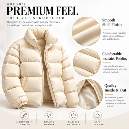 Stand Collar Puffer Jacket, Lightweight Windproof Winter Warm Quilted Coat, S-5XL, 8 Colors