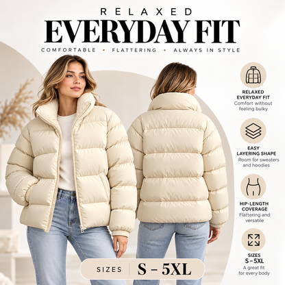 Stand Collar Puffer Jacket, Lightweight Windproof Winter Warm Quilted Coat, S-5XL, 8 Colors