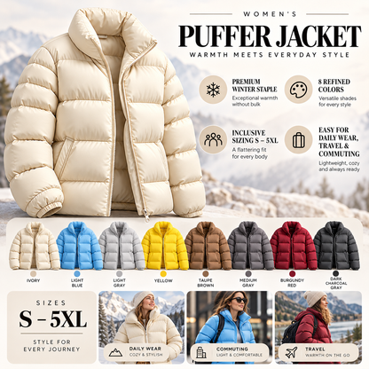 Stand Collar Puffer Jacket, Lightweight Windproof Winter Warm Quilted Coat, S-5XL, 8 Colors