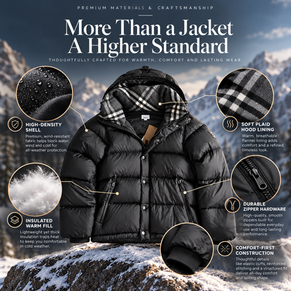 Premium Unisex Hooded Puffer Jacket – Winter Warmth, Wind-Resistant Outerwear, Men's & Women's Sizes S–5XL