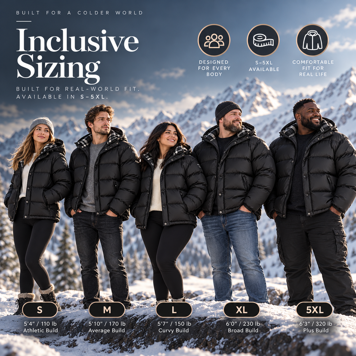 Premium Unisex Hooded Puffer Jacket – Winter Warmth, Wind-Resistant Outerwear, Men's & Women's Sizes S–5XL