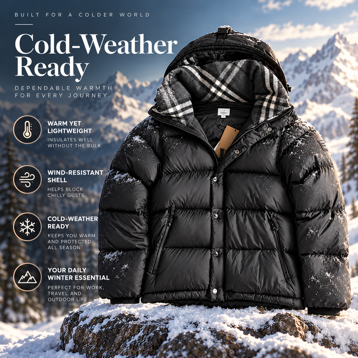 Premium Unisex Hooded Puffer Jacket – Winter Warmth, Wind-Resistant Outerwear, Men's & Women's Sizes S–5XL
