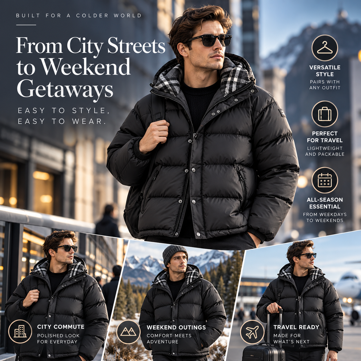 Premium Unisex Hooded Puffer Jacket – Winter Warmth, Wind-Resistant Outerwear, Men's & Women's Sizes S–5XL