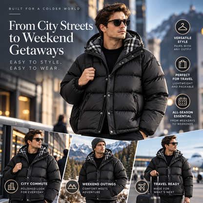 Premium Unisex Hooded Puffer Jacket – Winter Warmth, Wind-Resistant Outerwear, Men's & Women's Sizes S–5XL