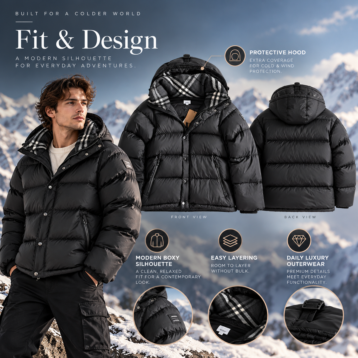 Premium Unisex Hooded Puffer Jacket – Winter Warmth, Wind-Resistant Outerwear, Men's & Women's Sizes S–5XL
