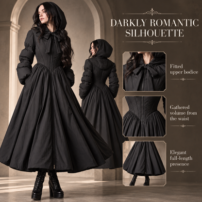 NoirBelle™ Gothic Romantic Hooded Maxi Coat