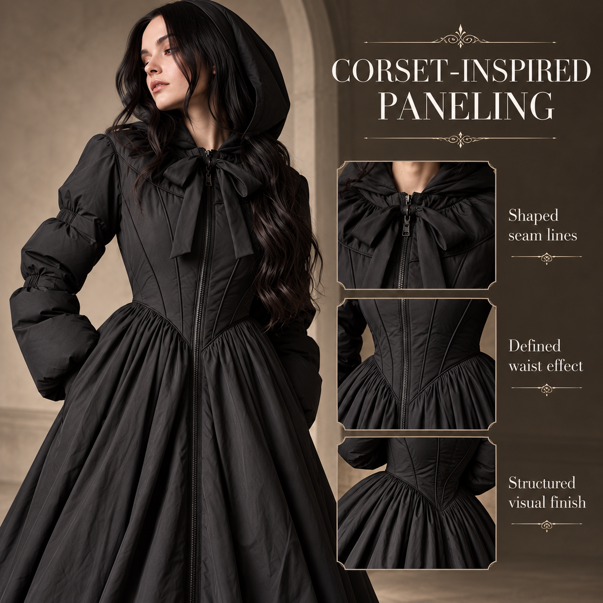 NoirBelle™ Gothic Romantic Hooded Maxi Coat