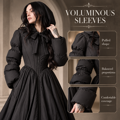 NoirBelle™ Gothic Romantic Hooded Maxi Coat