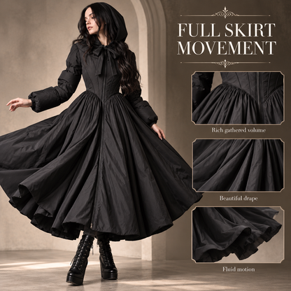 NoirBelle™ Gothic Romantic Hooded Maxi Coat