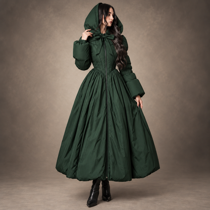 NoirBelle™ Gothic Romantic Hooded Maxi Coat