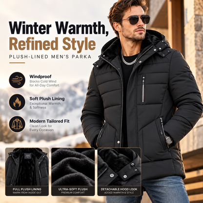 Men's Premium Winter Coat – Warm Plush-Lined Hooded Jacket