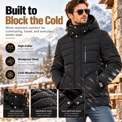 Men's Premium Winter Coat – Warm Plush-Lined Hooded Jacket