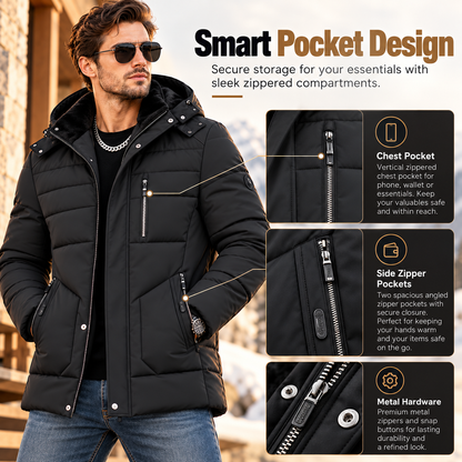 Men's Premium Winter Coat – Warm Plush-Lined Hooded Jacket
