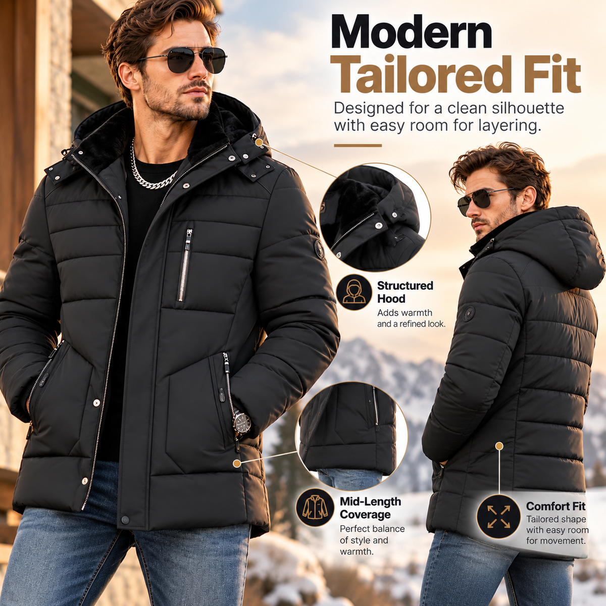 Men's Premium Winter Coat – Warm Plush-Lined Hooded Jacket