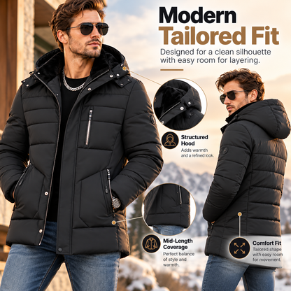 Men's Premium Winter Coat – Warm Plush-Lined Hooded Jacket