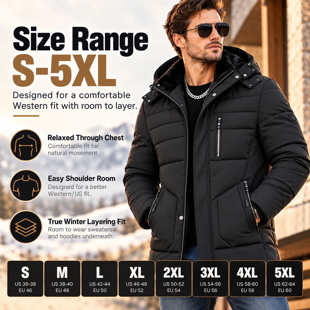 Men's Premium Winter Coat – Warm Plush-Lined Hooded Jacket