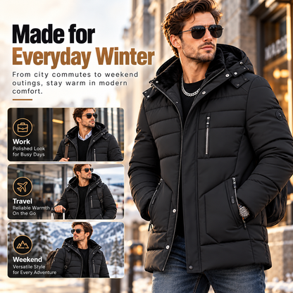 Men's Premium Winter Coat – Warm Plush-Lined Hooded Jacket