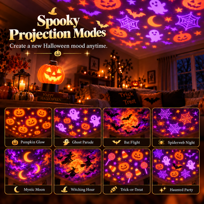 Christmas & Halloween Holiday Projector Night Light Set, USB LED Wreath Projection Lamps, Ceiling Wall Festive Decor