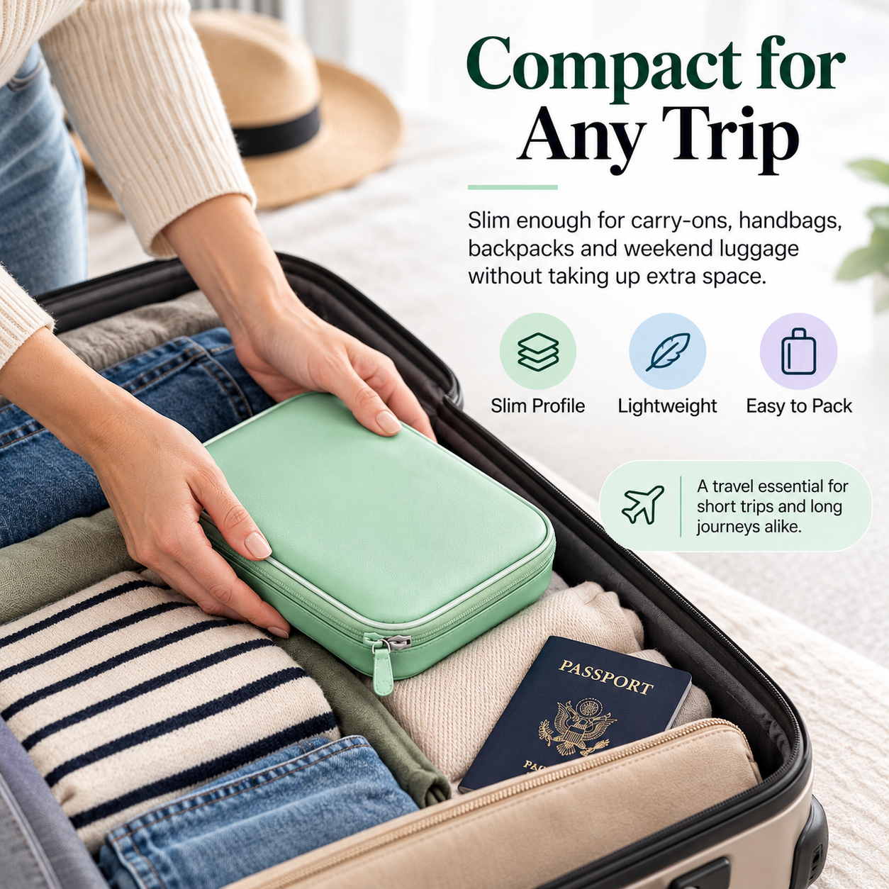 Travel Pill Organizer Case with 14 Reusable Color-Coded Pouches